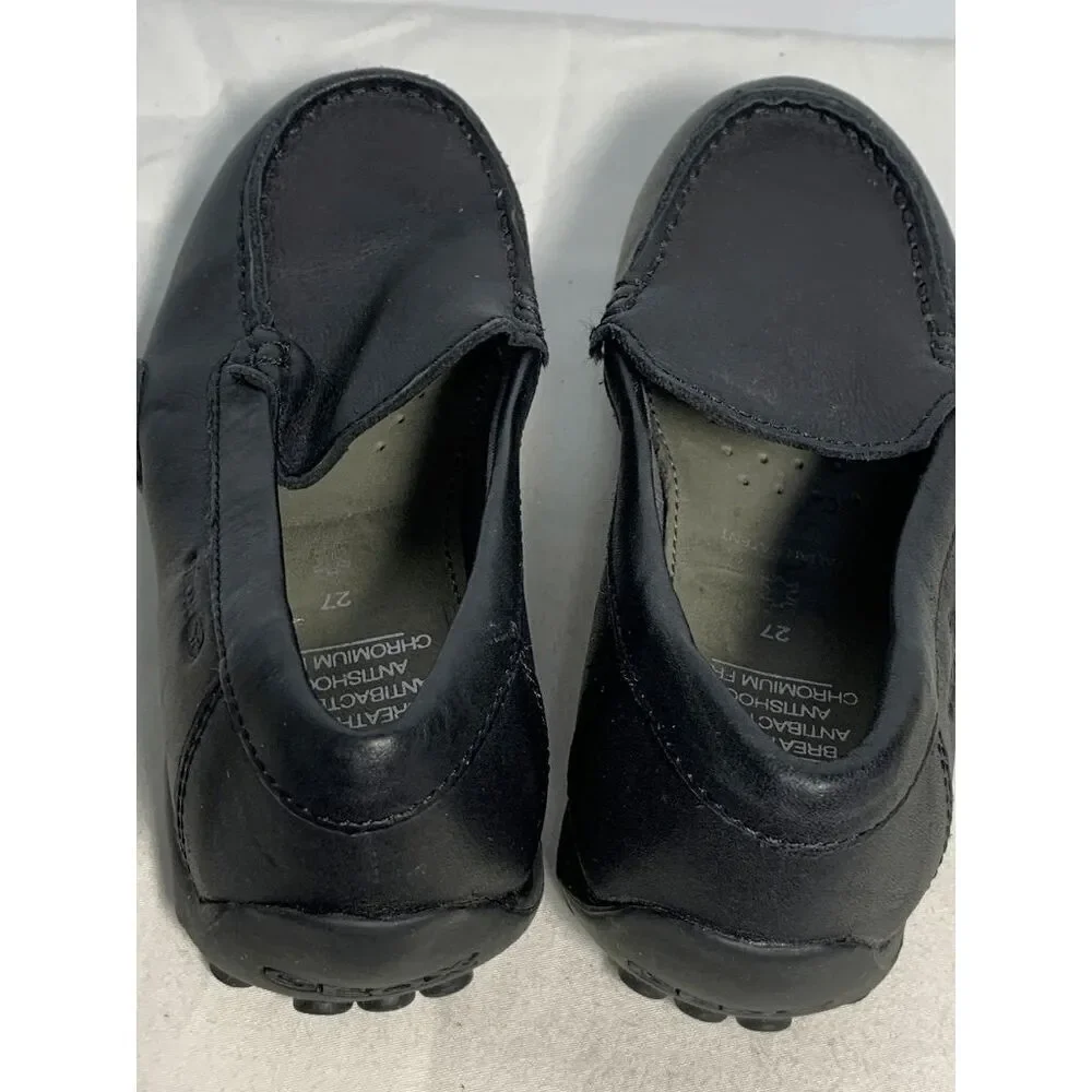 Geox Boys Respira Loafer Shoes Slip On Leather Anti Shock Black Size US 10 (age